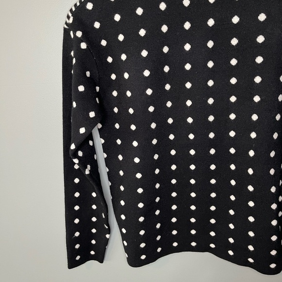 Anthropologie Lizzie Mock Neck Sweater Mixed Print Polka Dot Strips - Picture 5 of 11